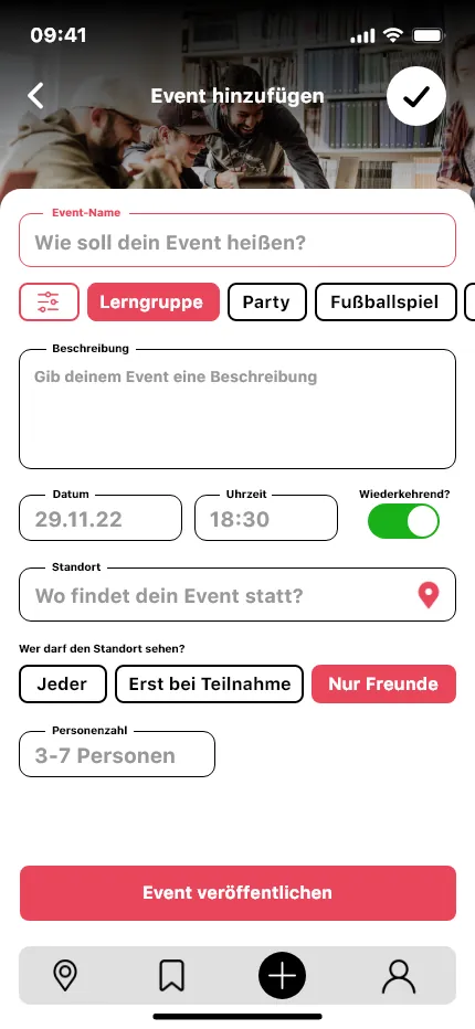 Add event screen