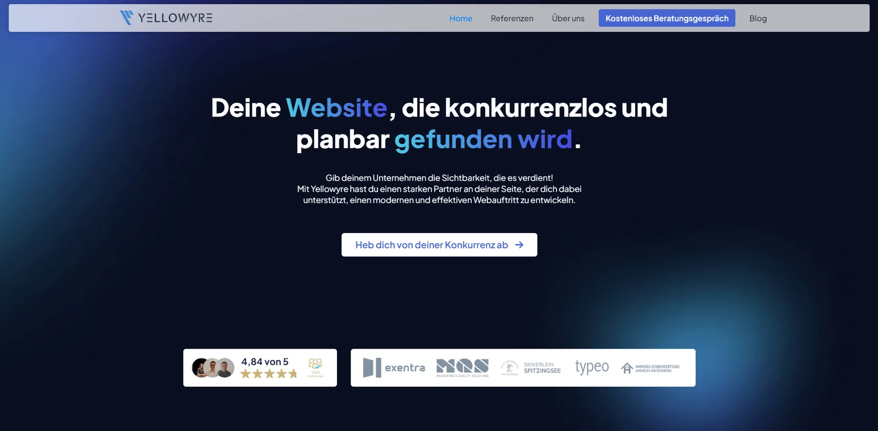Yellowyre website hero section