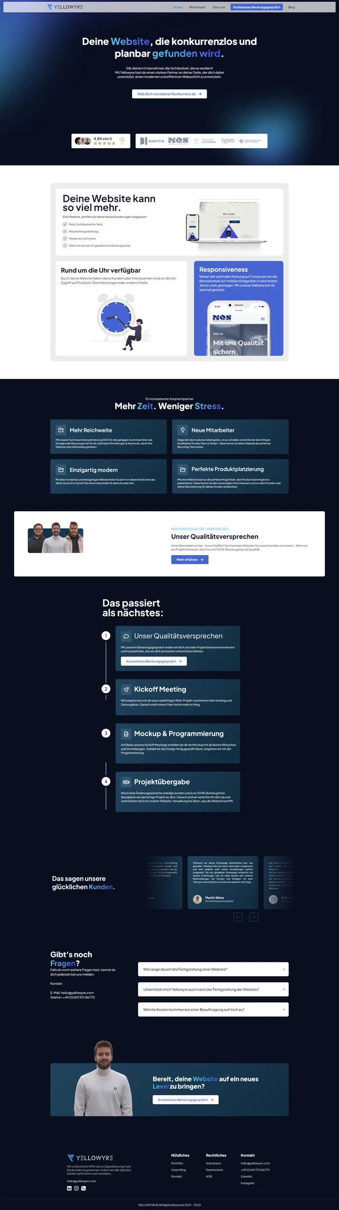 Full-page screenshot of the Yellowyre website